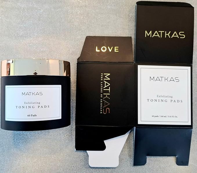 MATKAS Korean Exfoliating Witch Hazel Toning Pads - 60 pcs, Korean Skin Care Glycolic Acid Toner Pads, AHA BHA Gentle Face Exfoliator, Facial Acid Peel for Dark Spots, K Beauty Pore Minimizer for Face