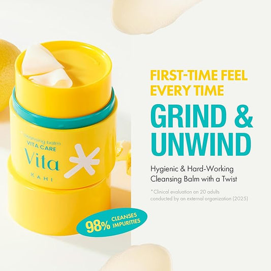 KAHI Cleansing Balm Vita Care Niacinamide - Makeup Remover Balm with Vitamin B, C & Yuzu Peel Scrub - Gentle Exfoliating Korean Skincare 1.69 oz