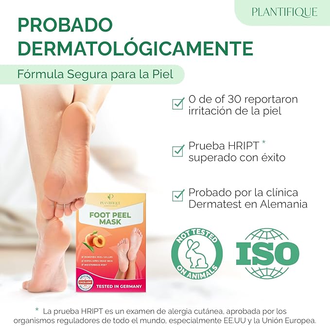PLANTIFIQUE Foot Peeling Mask 2 Pack Peach and Korean Foot Mask with Shea Butter 4 Pairs box for Dry & Cracked Feet