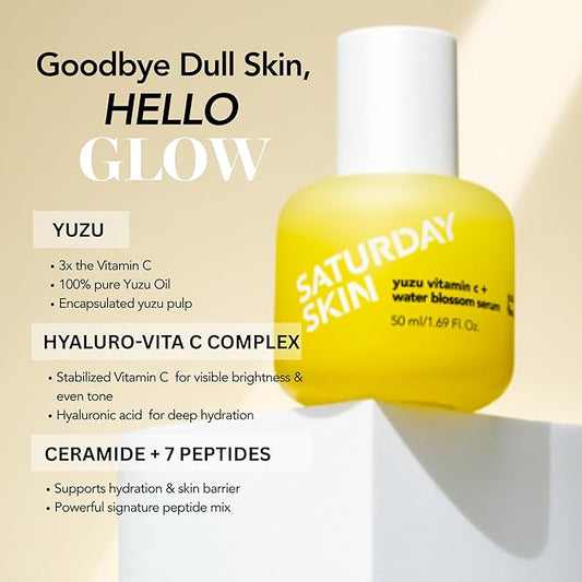 Vitamin C Serum For Face From Yuzu - Brightening Formula With Hyaluronic Acid 7 Peptide Mix And Niacinamide, Deeply Hydrate, Improve Uneven Skin Texture, Vegan, Korean Skin Care (50 ml)