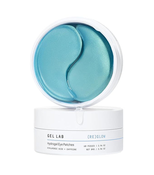 Gel Lab REGLOW Hyaluronic Acid & Caffeine Korean Skincare Eye Patches for Puffy Eyes, Dark Circles, and Wrinkles - Hydrating Under Eye Mask - 60 Gel Patches