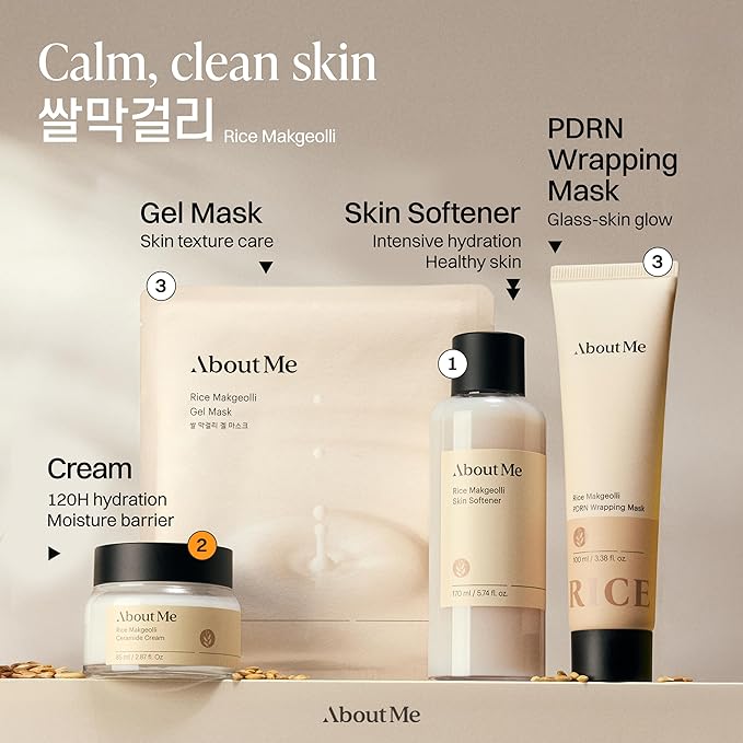 About Me Rice Makgeolli Ceramide Cream – Korean Traditional Fermentation Face Moisturizer for Dry Sensitive Skin – Daily Care with 6 Ceramides & Shea Butter – Korean Skin Care – 2.87oz, 85ml