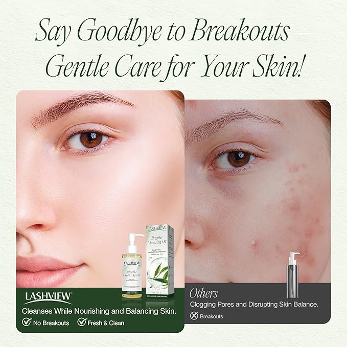 LASHVIEW Heartleaf Cleansing Oil for Sebaceous Filaments & Blackheads - Korean Double Cleansing Face Oil, Pore Control Makeup Remover for Sensitive Skin, 6.76 fl oz