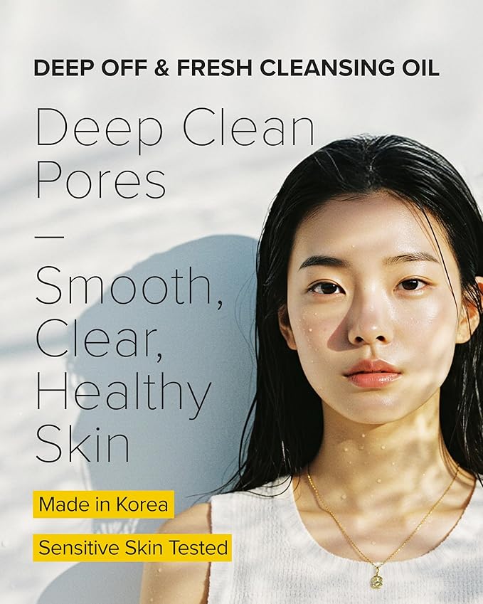 3W8L Deep Off & Fresh Cleansing Oil – Fast emulsifying Korean pore care cleanser, gentle daily makeup & sunscreen remover with Jojoba & Centella, dissolves sebum & blackheads, hydrating fresh finish