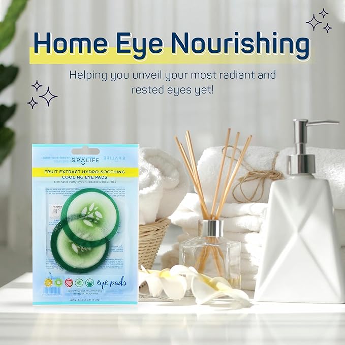 SpaLife Cooling Cucumber Eye Pads | Korean Dark Circles & Puffy Eyes Treatment | Nourishing Cucumber Eye Pads | Eye Mask for Puffy Eyes Daily Depuffing Eye Patches | 48 Count