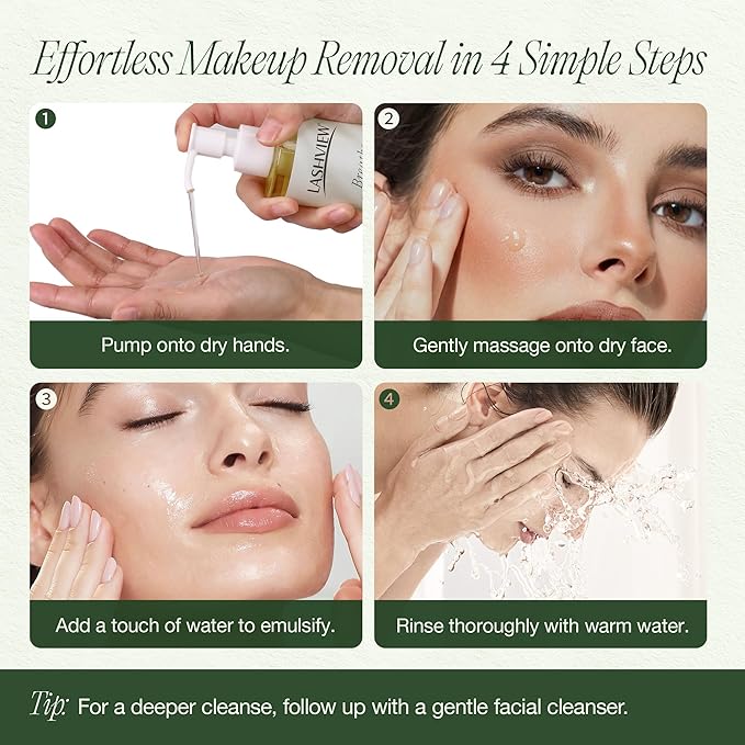 LASHVIEW Heartleaf Cleansing Oil for Sebaceous Filaments & Blackheads - Korean Double Cleansing Face Oil, Pore Control Makeup Remover for Sensitive Skin, 6.76 fl oz