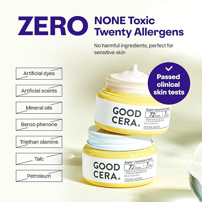 HOLIKA HOLIKA Good Cera Super Ceramide Cream | Soothing Facial Cream & Skin Moisturizer | Ceramide Cream Korean Moisturizer for Face | Deeply Nourishing Face Cream for Dry Skin 2.02 fl oz
