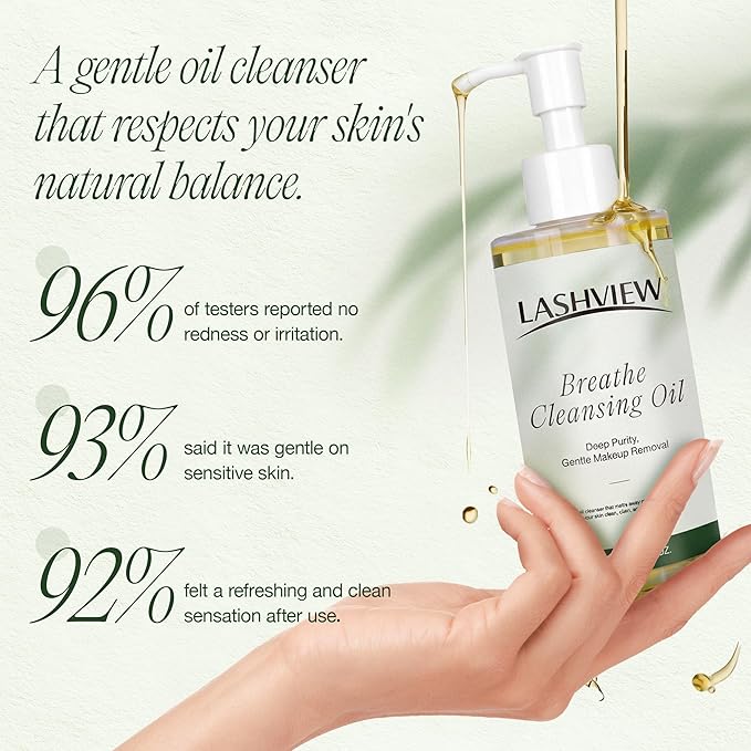 LASHVIEW Heartleaf Cleansing Oil for Sebaceous Filaments & Blackheads - Korean Double Cleansing Face Oil, Pore Control Makeup Remover for Sensitive Skin, 6.76 fl oz