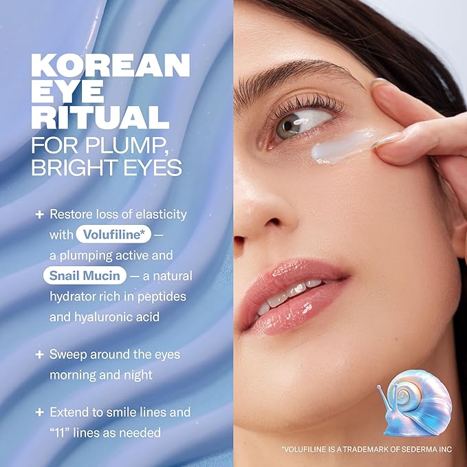 Then I Met You Snail Mucin Eye Cream, Korean Skincare for Dark Circles, Puffy Eyes, Fine Lines & Dehydrated Skin, Firming, Brightening and Plumping Treatment with Volufiline* & Caffeine, 0.51 oz