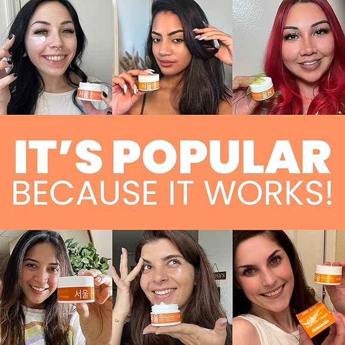 SeoulCeuticals Korean Snail Mucin Eye Cream - 97.5% Snail Filtrate K Beauty Anti Aging Under Eye Anti Wrinkle Eye Treatment Cream 0.5oz