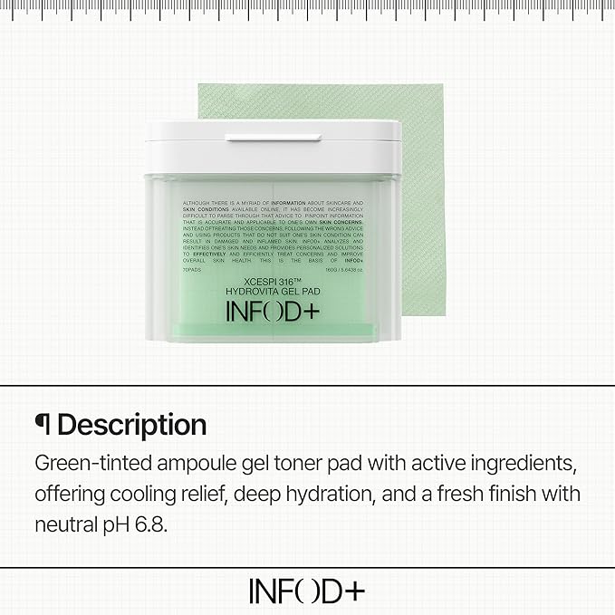 INFODPLUS HydroVita Cooling Gel Toner Pads, 70 Count – Korean Hydrating & Calming Facial Pads for Men & Women with Exosome & Ceramide, Oil Control, Gentle Pore Care, Fragrance-Free for Sensitive Skin