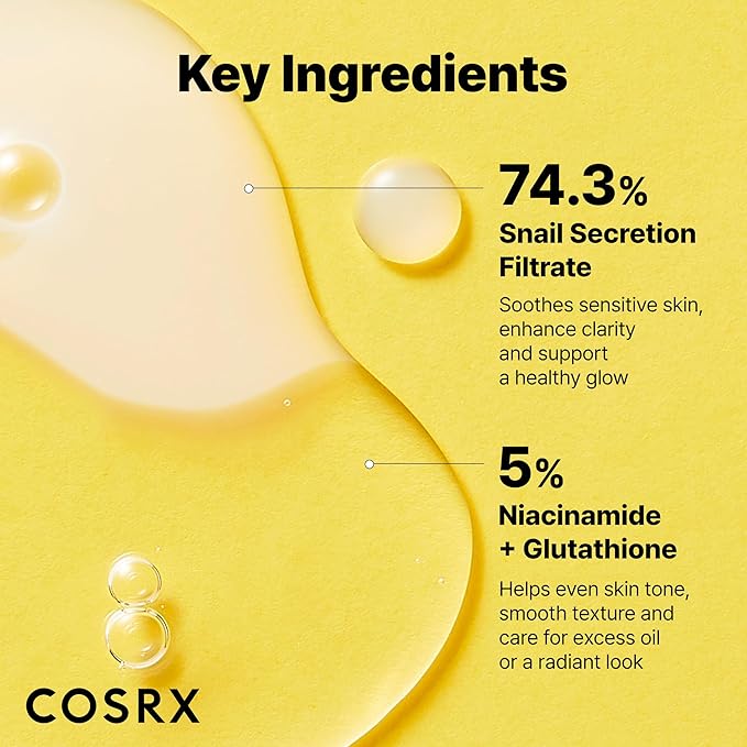 COSRX Snail Mucin 74% + Niacinamide 5% Dual Essence, Anti Aging Face Serum for Dull Skin, Sensitive Skin, Korean Skin Care, 2.70 fl.oz / 80ml
