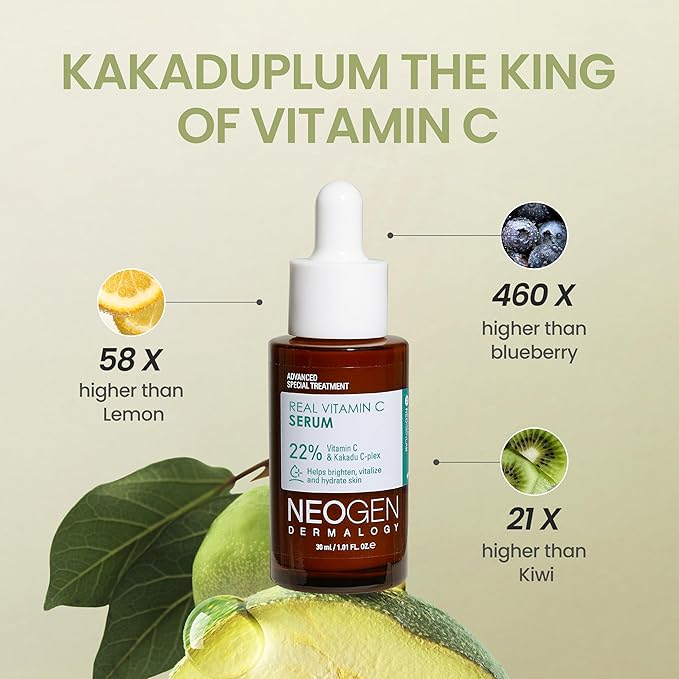 DERMALOGY by NEOGEN Real Vitamin C Serum 1.12 oz (32g) - Brightening, Revitalizing Serum with 22% Pure Ascorbic Acid, Ferulic Acid, Zinc and Niacinamide - Korean Skin Care