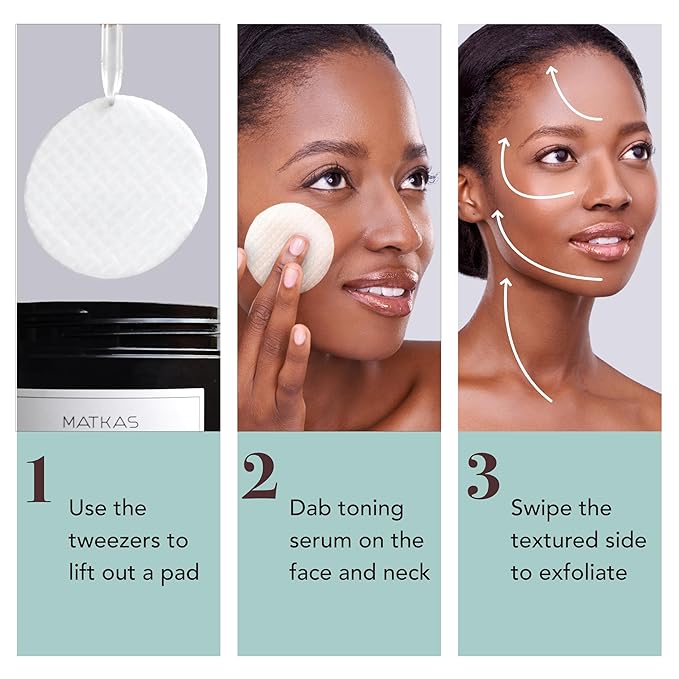 MATKAS Korean Exfoliating Witch Hazel Toning Pads - 60 pcs, Korean Skin Care Glycolic Acid Toner Pads, AHA BHA Gentle Face Exfoliator, Facial Acid Peel for Dark Spots, K Beauty Pore Minimizer for Face