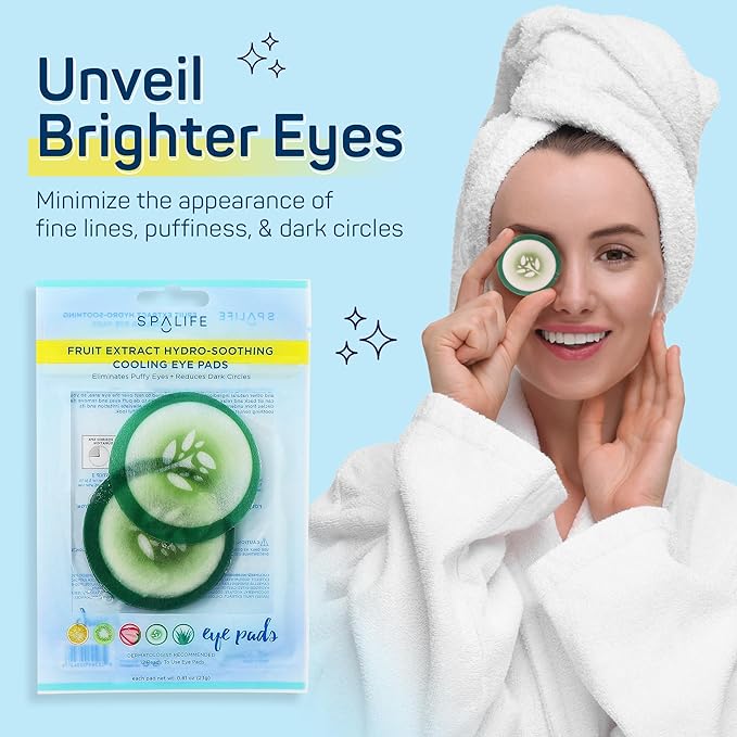 SpaLife Cooling Cucumber Eye Pads | Korean Dark Circles & Puffy Eyes Treatment | Nourishing Cucumber Eye Pads | Eye Mask for Puffy Eyes Daily Depuffing Eye Patches | 48 Count