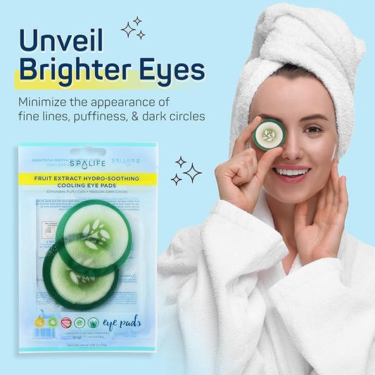 SpaLife Cooling Cucumber Eye Pads | Korean Dark Circles & Puffy Eyes Treatment | Nourishing Cucumber Eye Pads | Eye Mask for Puffy Eyes Daily Depuffing Eye Patches | 48 Count