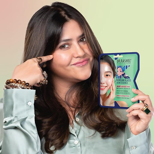 DR.RASHEL Korean Glass Skin Essence Jelly Glow Sheet Mask | Ceramide Infused, Hydrating & Barrier Support | Dermatologically Tested Korean Skincare (25 g / 0.88 oz)