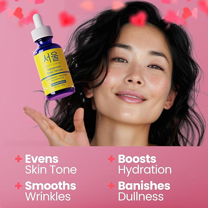 SeoulCeuticals Korean 5% Niacinamide + Snail Mucin 97.5% Essence Serum + Hyaluronic Acid, Cruelty Free Korean Skin Care, Natural & Organic Anti Aging Face Serum for Dull Skin, K Beauty 1oz