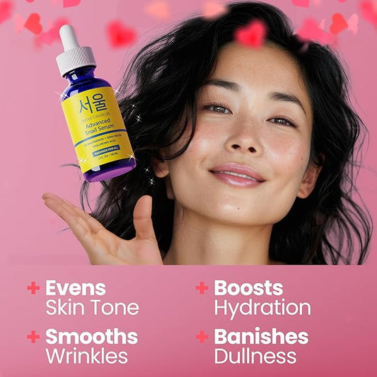 SeoulCeuticals Korean 5% Niacinamide + Snail Mucin 97.5% Essence Serum + Hyaluronic Acid, Cruelty Free Korean Skin Care, Natural & Organic Anti Aging Face Serum for Dull Skin, K Beauty 1oz