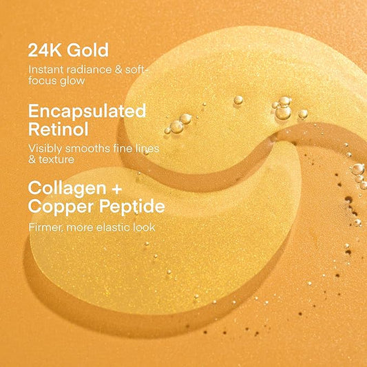 TEREZ & HONOR 24K Gold Retinol Under Eye Patches - 60 Korean Hydrogel Eye Masks with Collagen Peptide for Wrinkles, Dark Circles, Puffy Eyes, Radiance & Firming - Self Care, Gifts for Women and Men