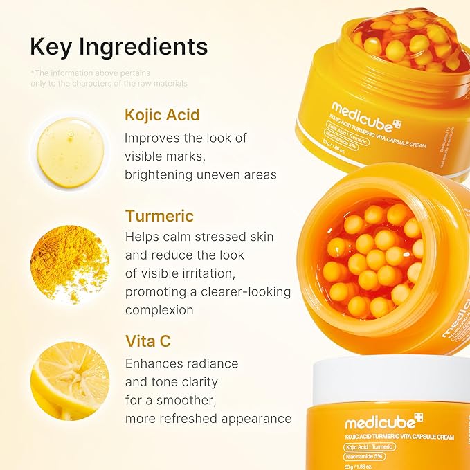 medicube Capsule Cream with Kojic Acid & Turmeric for Uneven Skin Tone | Tone Renewal & Radiance Care for troubled skin | Turmeric, Kojic, Vitamin C | Korean Skincare, 1.86 oz