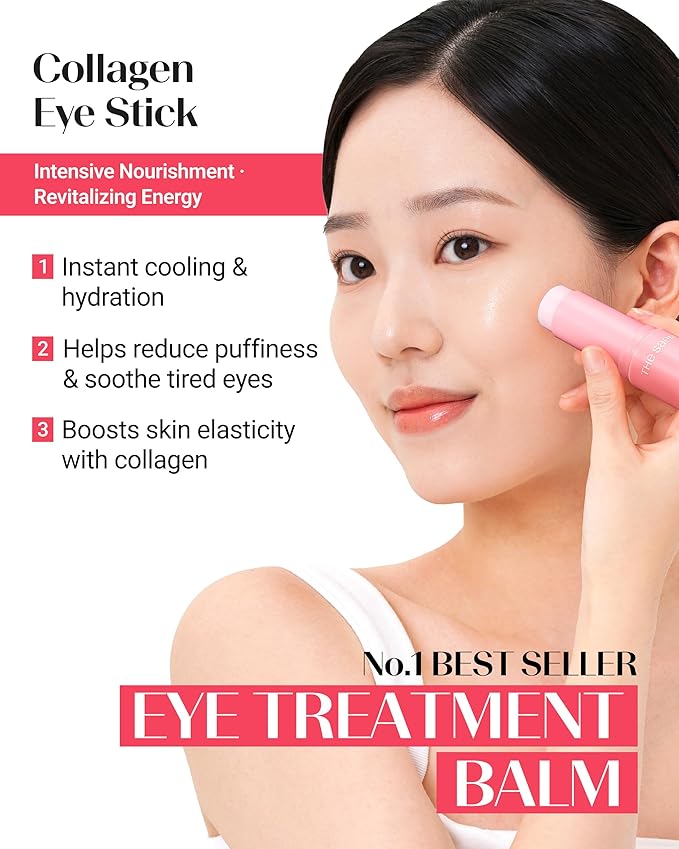 THESAEM Iceland Eye Stick Bundle - 2 Pack (Collagen + Peptide) 0.38 oz Each - Anti-Wrinkle Cooling Balm for Dark Circles & Puffiness - Under Eye Treatment with 6-Type Collagen & 5-Peptide Complex