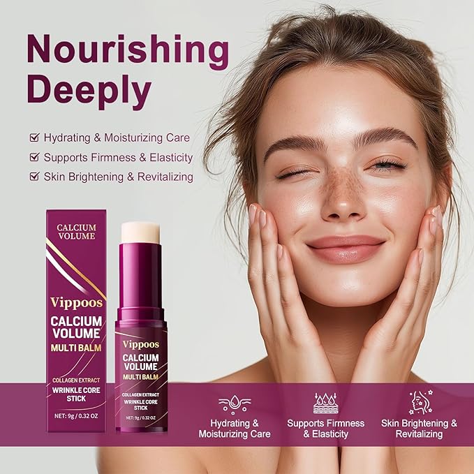 Calcium Multi Balm Stick- Calcium Volume Multi Balm,Korean Collagen Hydrating Stick, Anti-aging,Hydrating Cream, Hydration, Firm skin, Suitable for Face, Eyes, Neck,non-greasy,For All Skin Types
