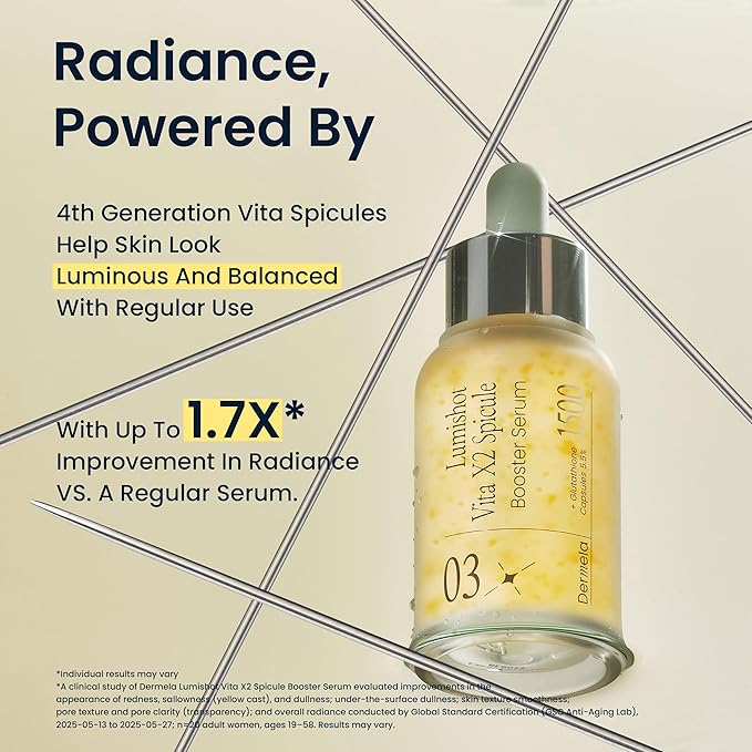 Lumishot Vita X2 Spicule Booster Serum, Vegan Spicules with Vitamin C + Niacinamide, Glutathione & Panthenol, Brightening & Texture Care 1.01 fl oz (30ml) | Korean Face Serum for Uneven Tone