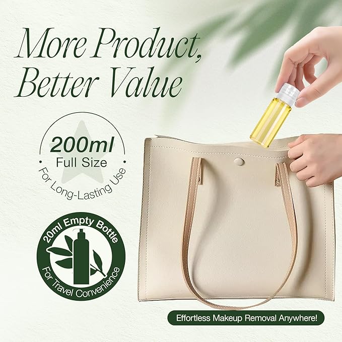 LASHVIEW Heartleaf Cleansing Oil for Sebaceous Filaments & Blackheads - Korean Double Cleansing Face Oil, Pore Control Makeup Remover for Sensitive Skin, 6.76 fl oz