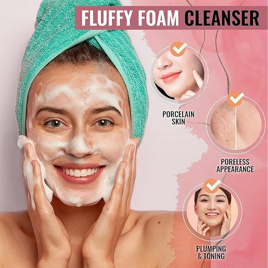 LOOKATME Korean Face Wash for Sensitive Skin - Water Based Bubble Skincare Cleanser - K Beauty Natural Acne Foaming Cleaner - Hydrating Skin Care Cleansing Foam with Low pH - Egg