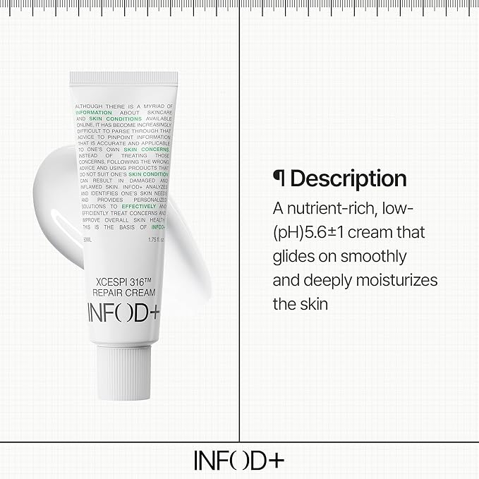 INFODPLUS Korean Skin Care Sensitive Face Cream, Fragrance-Free Lightweight Moisturizer with Ceramides & Panthenol, Skin Barrier Support & Deep Hydration, Low pH Daily Cream for AM/PM Use, 50ml