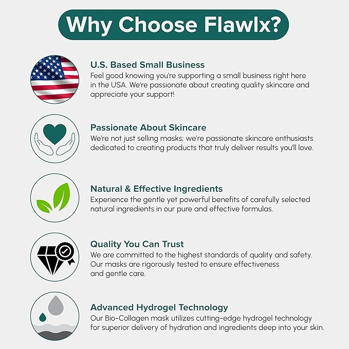 Flawlx Bio-Collagen Overnight Hydrogel Face Mask Hydrating Korean Skincare Pore Minimizing 45g 5-Pack