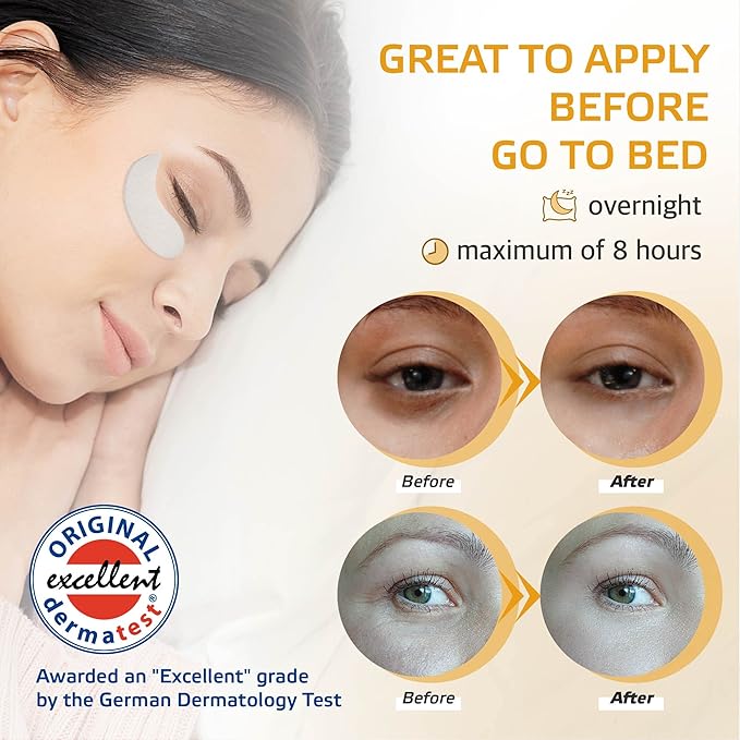 Under Eye Patches for Dark Circles & Puffiness – 4 Pairs (8 Pcs) Overnight Hydrating & Brightening Eye Masks with Hyaluronic Acid, Vitamin C | Labottach Korean Skincare