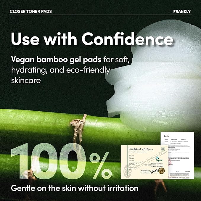 FRANKLY Pore Closer Toner Pads l Rice Jelly Pads with 9 Peptides, Vegan Collagen, Rice Extract l Pore Minimizer l Hydrating for All Skin Types l Korean Skin Care | 70 Count