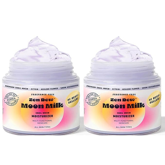 Moon Milk Snail Mucin Moisturizer Gel Cream 3.52 Oz - Blue Light Skin Defense - Korean Snail Mucin Serum Cream that Replenishes Moisture & Leaves Skin Brighter, Plumper, Soothed & Smooth - 2 Pack