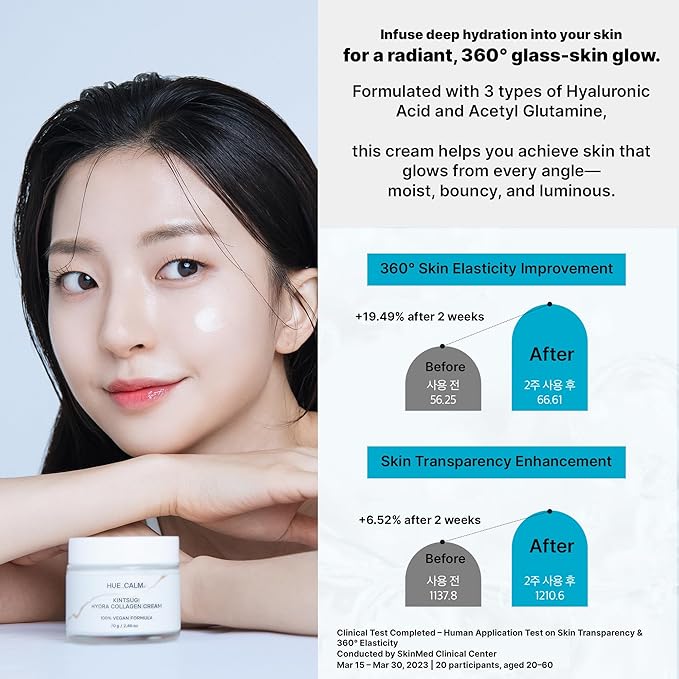 Kintsugi Hydra Collagen Cream – Vegan Face Moisturizer for Pore Care, Hydration & Firming – Clinical Results, 48h Moisture, Hypoallergenic, Korean Skincare