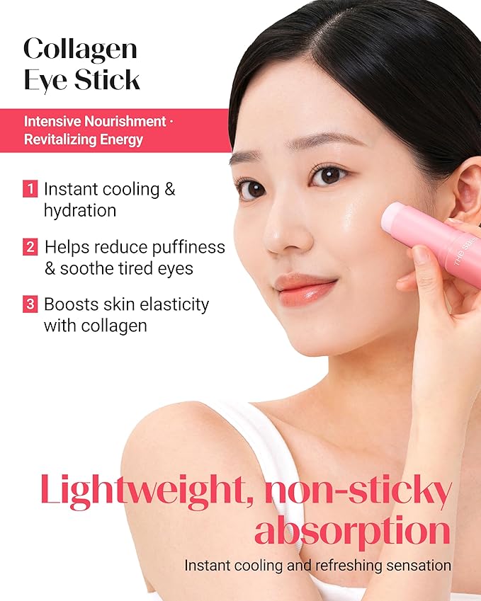 THESAEM Iceland Hydrating Eye Stick Bundle - 2 Pack (Hydrating + Collagen) 0.38 oz each - Cooling Balm for Dark Circles, Puffiness & Wrinkles - Under Eye Treatment with Niacinamide & Collagen