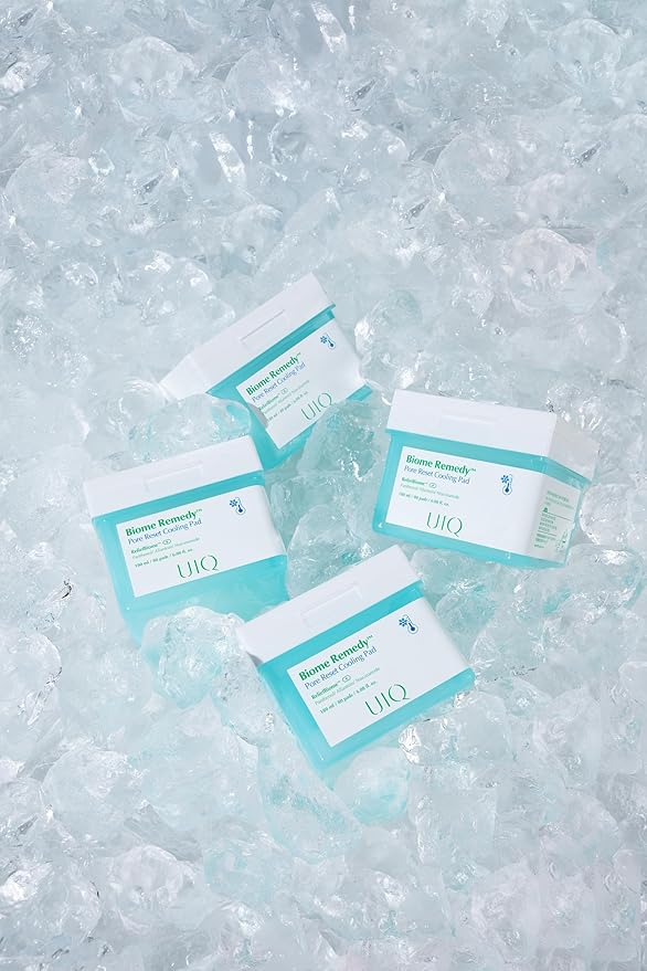 UIQ Biome Remedy Pore Reset Cooling Pad, Hydrating & Cooling Korean Toner Pads, Instant Cooling for Dry, Overheated skin, Pore Care with Panthenol, Allantoin, Niacinamide 80 Pads, 6.08 fl. oz.