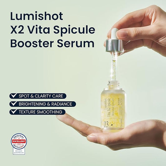 Lumishot Vita X2 Spicule Booster Serum, Vegan Spicules with Vitamin C + Niacinamide, Glutathione & Panthenol, Brightening & Texture Care 1.01 fl oz (30ml) | Korean Face Serum for Uneven Tone